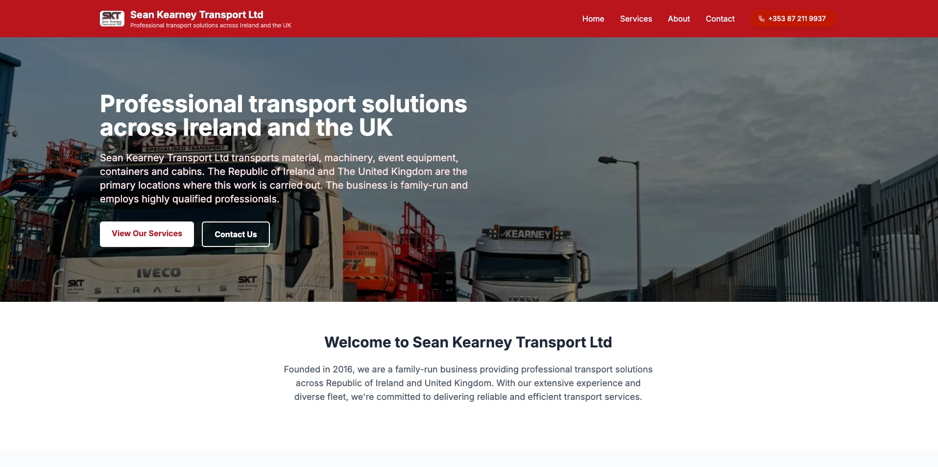 Sean Kearney Transport Website - Project Screenshot